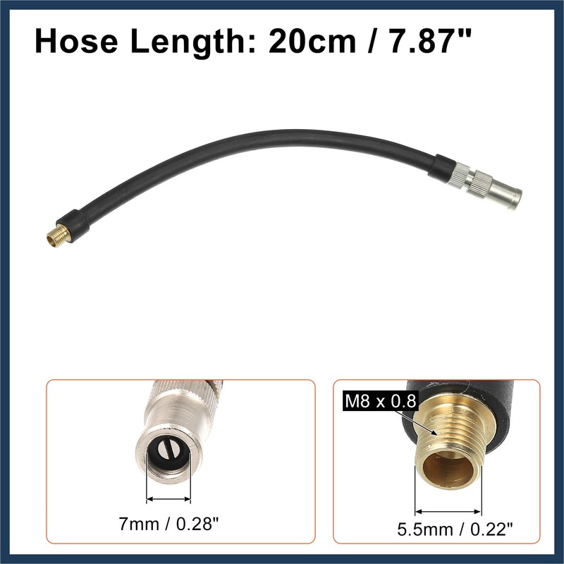 INFINAUTO 1pcs 20cm Flexible Copper Rubber Tube Tire Valve Connect