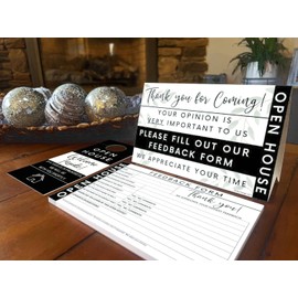 Open House Supplies. Real Estate Sign in Book Guest Registry Notepad for Collecting Realtor Leads & Home Sale Feedback. Kit has Form Pads, Door Hangers & Tent Card Displays. Elegant Black, Two-pack.
