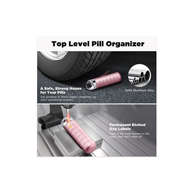 Zannaki Portable Waterproof Aluminum Weekly Pill Organizer