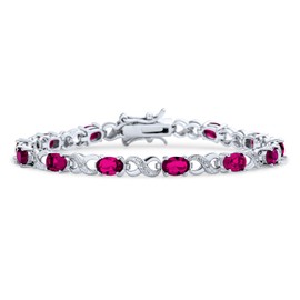 Bling Jewelry 9CT Simulated Rose Pink Tourmaline Cubic Zirconia AAA Oval CZ Symbol Infinity Milgrain Tennis Bracelet for Women Silver Plated