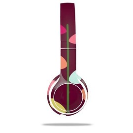 Plain Leaves On Burgundy - Decal Style Skin fits Genuine Beats Solo 2 Wired Headphones (Headphones NOT Included)