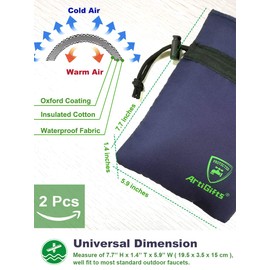 ArtiGifts Pro Outdoor Faucet Cover Socks for Winter Freeze Protection, 5.9" W x 7.7" H, Mazarine Blue, Set of 2