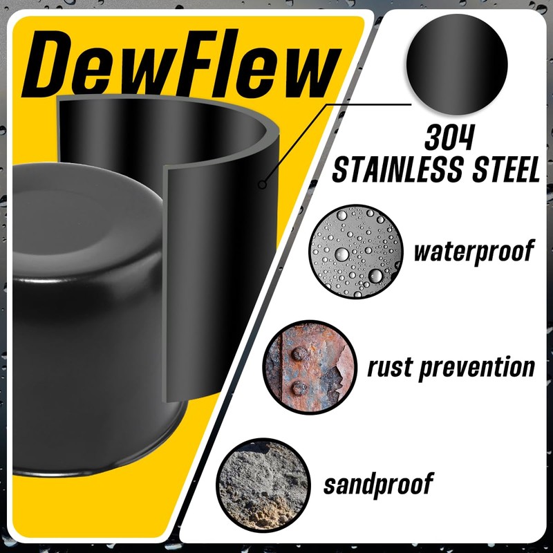 DewFlew 4Pcs 4.9" Push Through Wheel Center Caps Stainless Trailer
