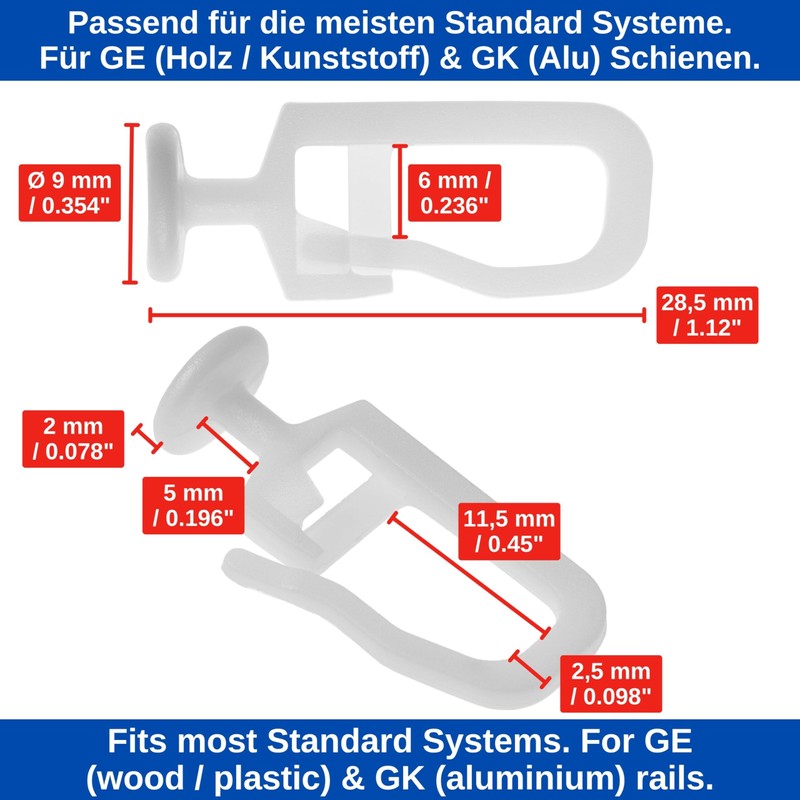 Curtain Gliders for Inner Track Rails, Pack of 128, with