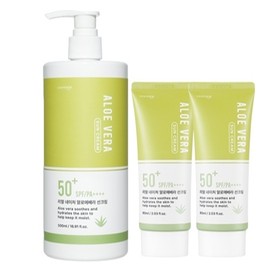 [COSMATE] Real Nature Aloe Vera Sun Cream SPF50+ (1 500ml, 2 60ml) / [COSMATE] 리얼 네이처 알로에베라 선크림 SPF50+(500ml1개 60ml2개)
