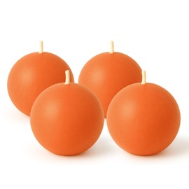 Biedermann & Sons 8-Hour Long Burning Unscented Round Ball Candles, Cantaloupe, 2.5 Inch - Set of 4