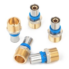 LTWFITTING Press Fitting with 3/4 Inch Male Thread for Pipe 16 mm, 16 mm x 3/4 Inch (Pack of 5)