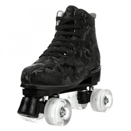 Womens Roller Skates Classic High-top Roller Skates Four-Wheel Roller Skates Shiny Camouflage Roller Skates for Adult Youth Boys Girls Outdoor with Shoes Bag (Black camo Flash,37-US:6)