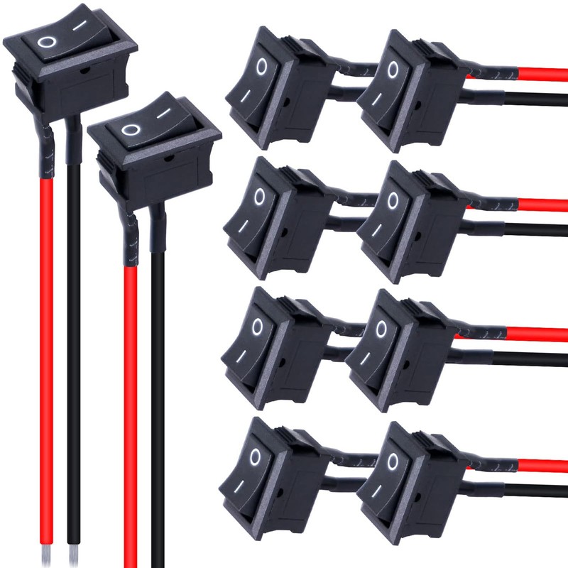 10Pcs Rocker Switch ON/Off 2Pin Latching Square SPST Toggle Switch