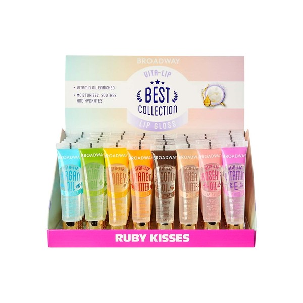 Ruby Kisses Broadway Vita-Lip Clear Lip Gloss (48 Pack), Ultra-Hydrating