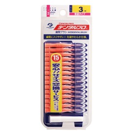 Dentalpro Interdental Brush, I-Shaped, Normal Type, Size 3 (S), 15 Pieces, Orange, Blue, 15 Pieces (x1)