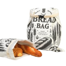 Ryelea Bread Bags - 2 Packs Reusable Cotton Bags for Homemade Bag Sourdough and Loaf Storage-17" x 13" (White)