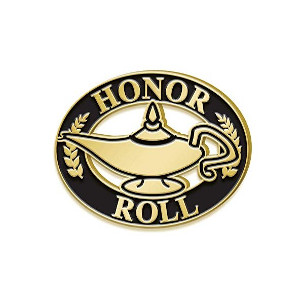 Crown Awards 1" Honor Roll Pin, Lamp of Learning Honor