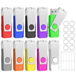 TEWENE USB Stick 256 MB Set of 10 USB Memory Stick Flash Drive Memory Stick High Speed USB 2.0 Multicoloured Rotate