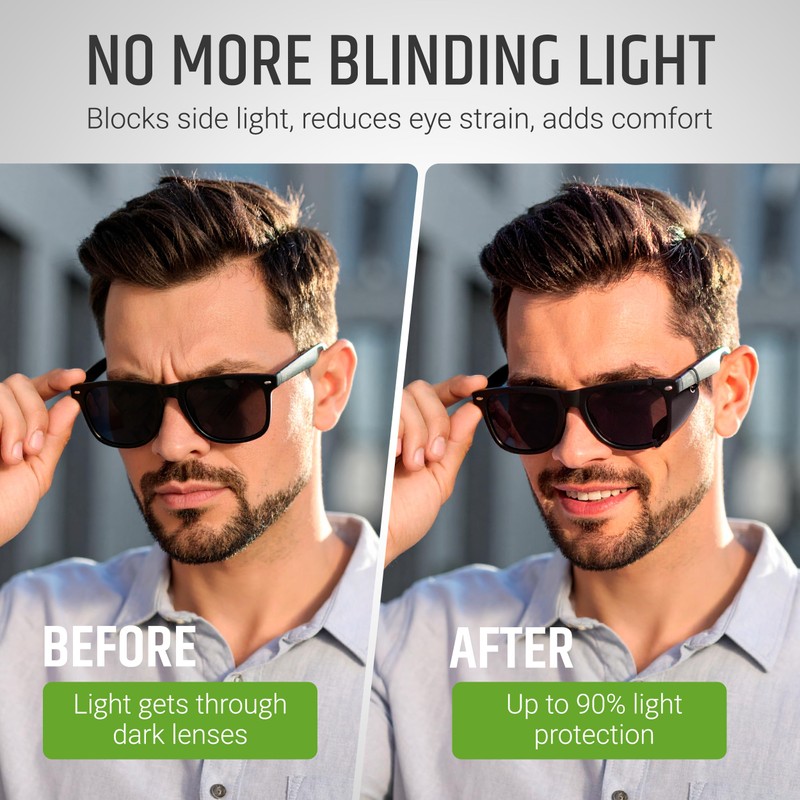 Removable side shields for sunglasses, leather side shields for protect