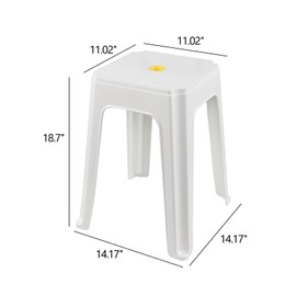 Ponpong 18.7 Inch Plastic Stack Backless Stools, Classroom Stackable Stools, White, Pack of 6
