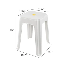 Ponpong 18.7 Inch Plastic Stack Backless Stools, Classroom Stackable Stools, White, Pack of 6