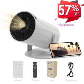 HY300A Portable Mini Projector, Android 11 Dual Wi-Fi 6, 713 BT5.0 Support for 1080P & 1280x720P, Suitable for Home Theater and Outdoor Use Audio Rhombus White multifunctional projector - Color: rhombus white
