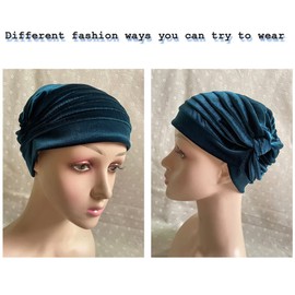 beauty YFJH Pleated Stretch Ruffle Women's Velvet Chemo Turban Hat Wrap Cover