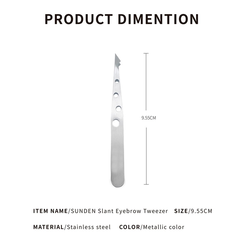 SUNDEN Stainless Steel Slanted Eyebrow Tweezer