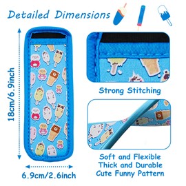 fiintrwa 10 Pieces Popsicle Holder Popsicle Bags Mermaid and Shark Ice Pop Sleeves Freezer Reusable Popsicle Sleeves… (Colorful long stripes)