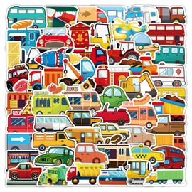 100 Pcs Car Sticker, Bus Truck Airplane Ship Thick Gel Cling Truck Transportation Vehicle Sticker for Toddler Kid Teaching School Home Party Supplies