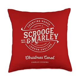 Christmas Carol, Scrooge & Marley, Holiday Design, Tradition Throw Pillow