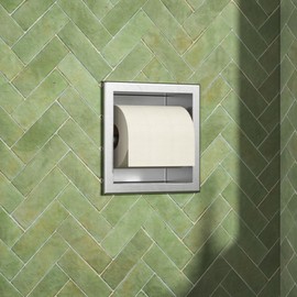 Bernkot Flush-Mounted Stainless Steel Toilet Roll Holder for Bathroom Holder, 17.3 x 17.3 x 8.7 cm, Silver