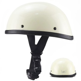 Motorcycle Half Helmet, DOT Approved Adult Men Women Retro Open Face Helmets, Half Shell Helmets for Adults(Matte Eggshell, Small)