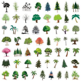 110Pcs Forest Trees Stickers Forest Outdoor Adventure Sticker Decals - Waterproof Vinyl Nature Pack for Water Bottle, Laptop and Scrapbooking (Green)