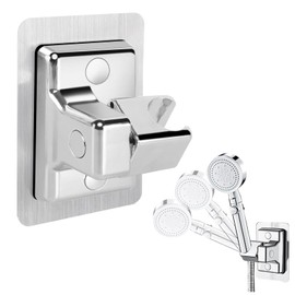 LightBeacon Hand Shower Holder, Shower Head Holder, No Drilling, Adjustable Shower Holder, Universal Shower Holder, for Hand Shower or Shower Head, ABS Plastic, Silver