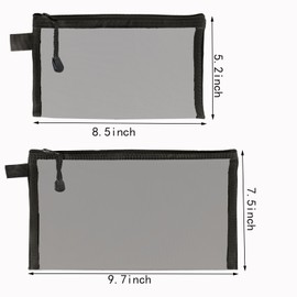 10 Pieces Nylon Zipper Mesh Pouch，Cosmetic Bags，Zipper Bags for Organizing Storage，Toys, Puzzle, Board Games，Multipurpose Travel Bags and Office Supplies (Black)