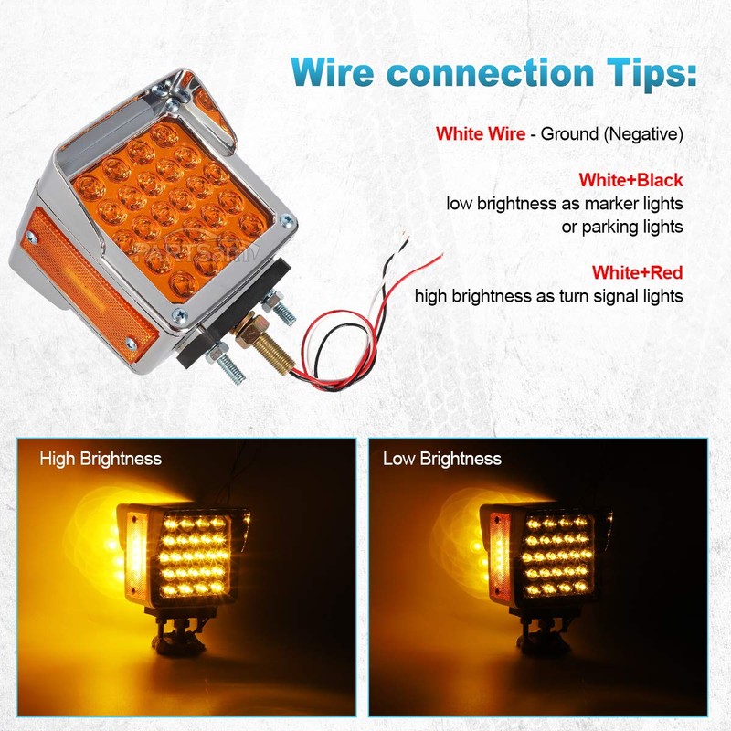 Partsam 2Pcs Double Face Trailer Pedestal Turn Signal Parking Lights