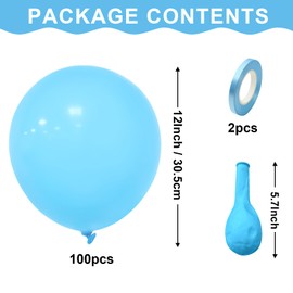 Teselife Sky Blue Balloons, 100Pcs 12 Inch Matte Sky Blue Balloons, Latex Blue Party Balloons for Men Boys Birthday Baby Shower Anniversary Wedding Engagement Graduation Festival Party Decorations