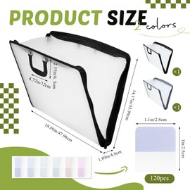 Dunzoom 2 Pack 11x17 Art Portfolios, Accordian File Organizer with 13 Pocket, Portfolio Folder for Artwork, Painting Document Binder with Handle, Zipper and 120 Pcs Sticky Labels, Oxford Cloth Edge