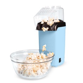 Tasty Hot Air Popcorn Popper, Healthy and Delicious Popcorn in Minutes, Fast and Easy-to-Use, Built-In Measuring Cup and Butter Warmer, 8 Cups, Blue
