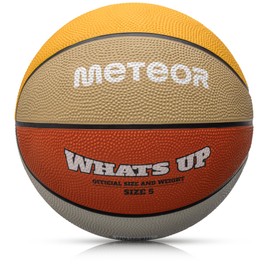 meteor - What's Up Kids' Basketball – Soft Ball for Children Aged 4–8, Ideal for Training and Outdoor Play - Abrasion Resistant, Non-slip Surface - Size 5 - Colour: Orange/Beige