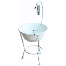 Murataya Sangyo Shower Bucket White 7034 W 9.8 x D 9.8 x H 20.9 inches (25 x 25 x 53 cm)