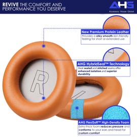 AHG Premium hx ear pads cushions compatible with Bang & Olufsen Beoplay HX headphones (Timber). Easy DIY Fit | Luxurious Sheepskin Leather | AHG FlexiSoft Foam | Seam Stitched Durability