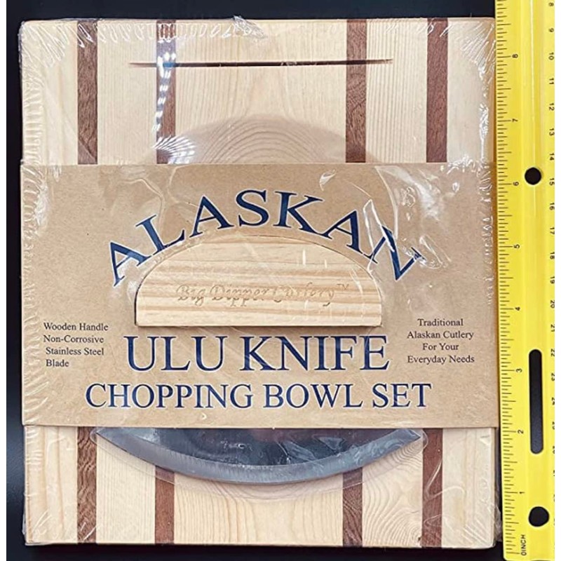 Alaska Ulu Knife and Chopping Bowl with Salad Claws
