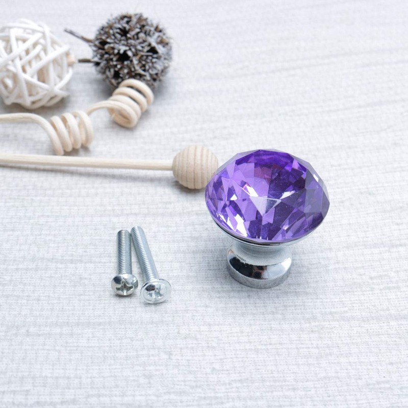 sourcing map 6pcs Crystal Knobs Aluminum Alloy Base Round Shaped