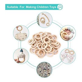 50 Pcs Natural Wood Rings 70mm Unfinished Macrame Wooden Ring Wood Circles for DIY Craft Ring Pendant Jewelry Making