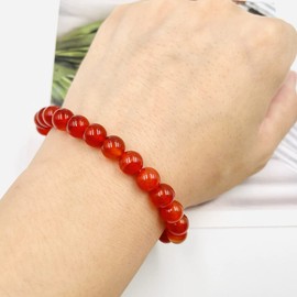 INENIMARTJ 6mm Natural Carnelian Crystal Bracelet for Women,Red Agate Gemstone Beaded Bracelet Stretchy Chakra Red Gems Stones Healing Crystal Energy Quartz Jewelry, 均码, Crystal, red-agate