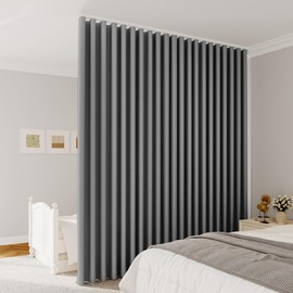 KNEOQIT Extral Wide Blackout Curtains with Hooks, 72 inch Wide Drapes for Patio Sliding Door Large Window Living Room Track, (1 Panel,Grey,72" x 84")