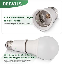 Light Socket Extender,E26 to E26 Medium Screw Bulb Socket Extension Adapter,Recessed Socket 1.2" Extensions,Light Cans Socket Extender Adapter