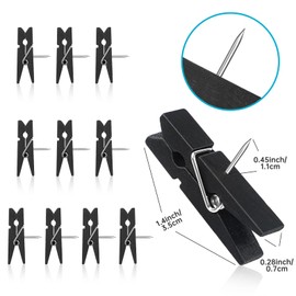 GOOLADA Wooden Push Pins Clips 50pcs Black Push Pins for Bulletin Board Cute Push Pin for Corkboard Fun Thumb Tacks for Cork Board Pushpins for Wall for Teachers at School Classroom Offices Home