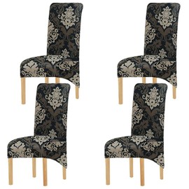 KELUINA Printing Fabric Stretch XL Chair Covers for Dining Chairs, 2/4/6 Pcs Elastic Large Chair Slipcover for Dining Room Wedding Banquet Party Decoration (Multi-2, 4 Pack)