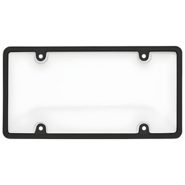 2X JacobsParts Universal License Plate Cover Protector, Clear with Black Plastic Frame, Transparent, Screws and Caps Included