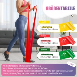 CHETING Fitness Bands Set of 3, 2 m Exercise Band with 3 Resistance Levels, Fitness Band with Carry Bag and Exercise Instructions (English language not guaranteed), Ideal for Yoga, Pilates, Strength