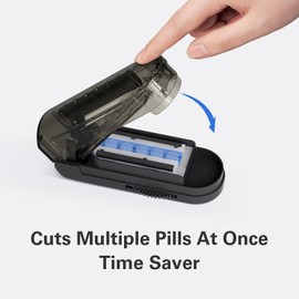 ONE PIX Pill Cutter Splitter for Small and Tiny Pills, Professional Adjustable Pill Cutter with Hidden Stainless Steel Blade, Safely Cuts Multiple Pills at Once, Grey